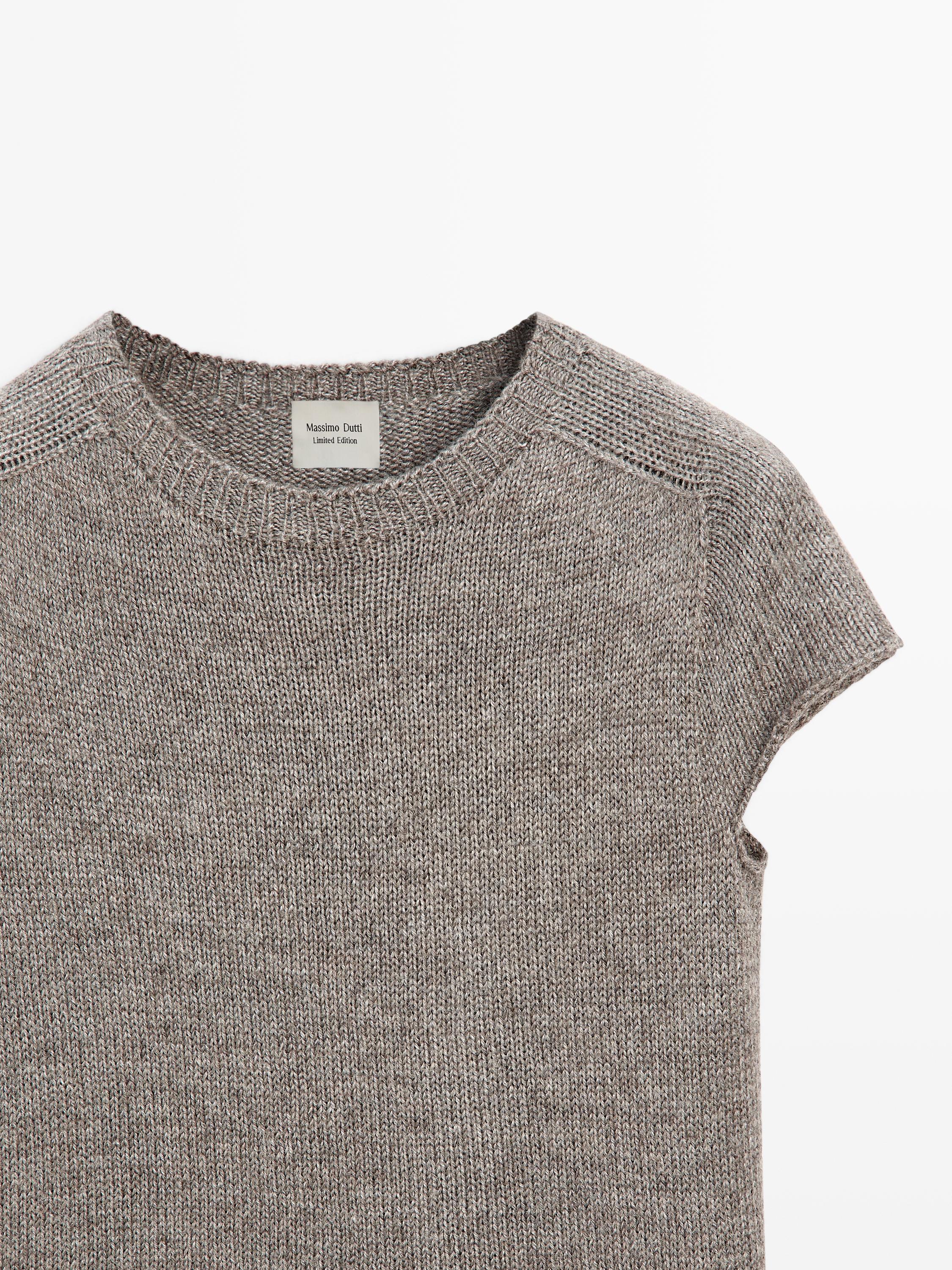 Short sleeve knit alpaca and silk sweater - LIMITED